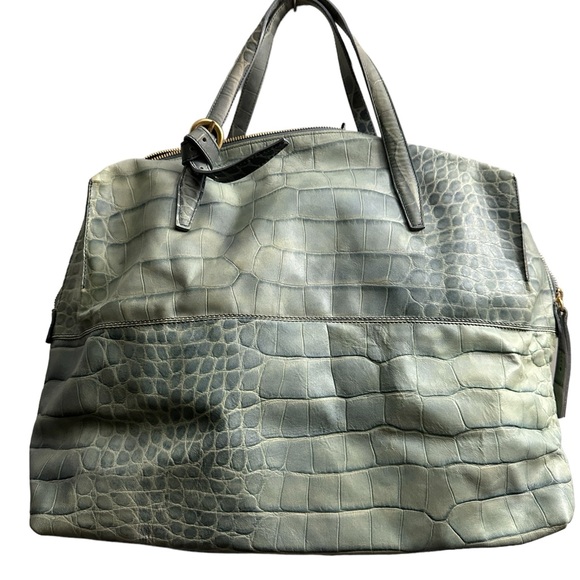 Furla Handbags - Rare Furla large leather handbag in sage green croc print 💚 perfect for travel